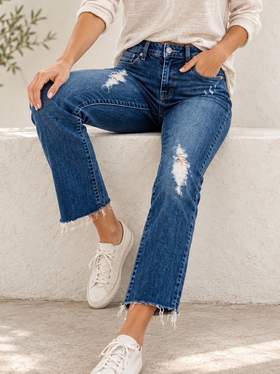 Kut from the Kloth Denim - Kut From The Kloth Boyfriend Jeans Distressed Slouchy Raw Hem Denim Size 2